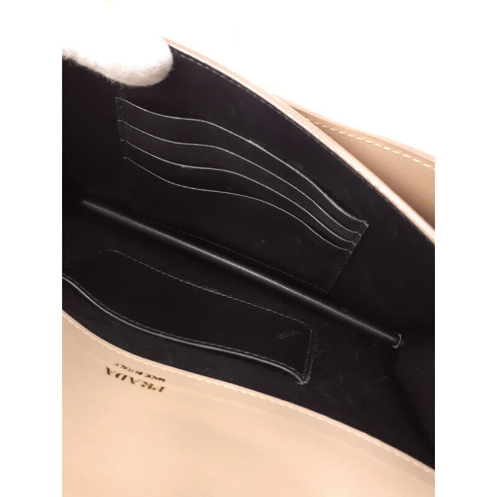 Prada Monochrome Leather Crossbody Bag envelope shoulder bag Saffiano Tan - Picture 9 of 9